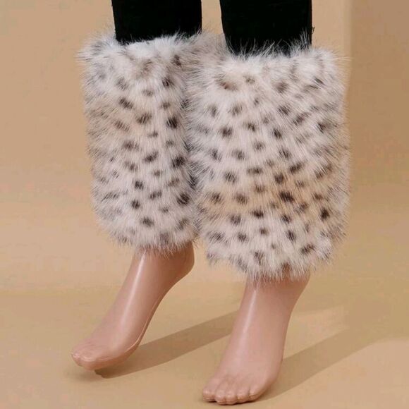 Leopard print scarf+hat+leg warmers+cafs - Picture 9 of 12